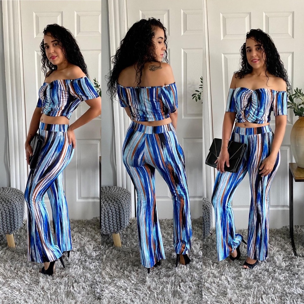 Women’s Tie Dye Crop Top & Flare Leg Trousers